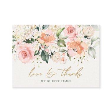 Floral Apricot Pink Roses Baby Shower Thank You Enclosure