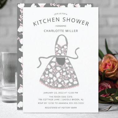Floral Apron Kitchen Bridal Shower Invitations