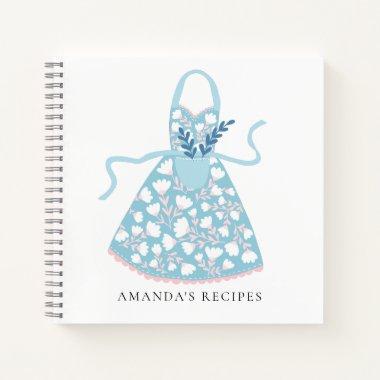 Floral Apron Personalized Family Recipe Notebook