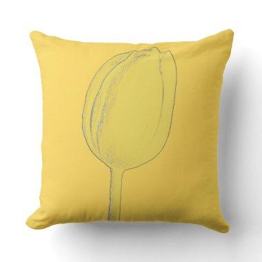 Floral Artsy Mustard Yellow Tulips Home Decor Throw Pillow