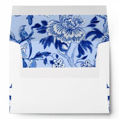 Floral Asian Influence Blue n White Chinoiserie Envelope