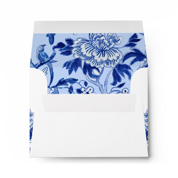 Floral Asian Influence Light Blue Chinoiserie RSVP Envelope