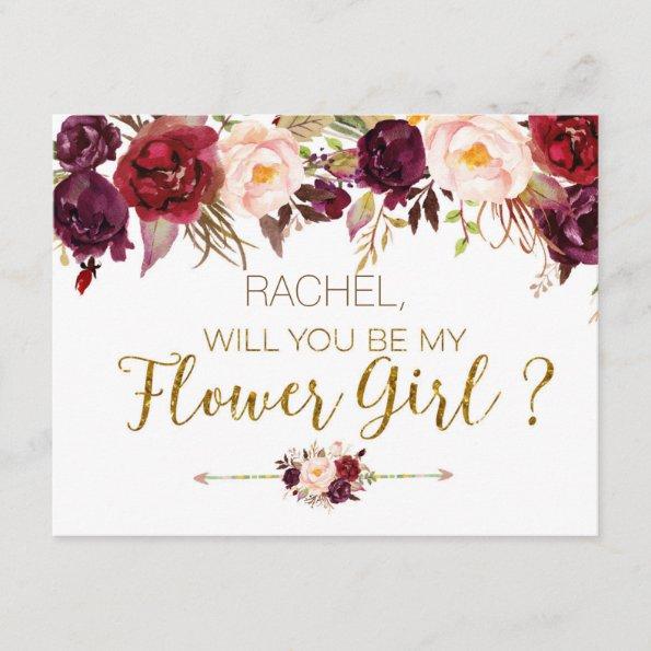 Floral Autumn Will You Be My Flower Girl Invitations