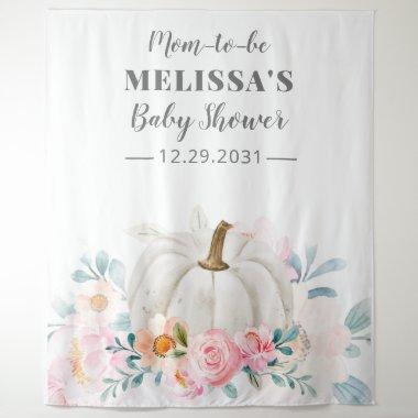 Floral Baby Shower Pink Roses Pumpkin Mom to be Tapestry