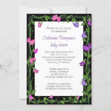Floral Baby Shower Sweet Pea Invitations
