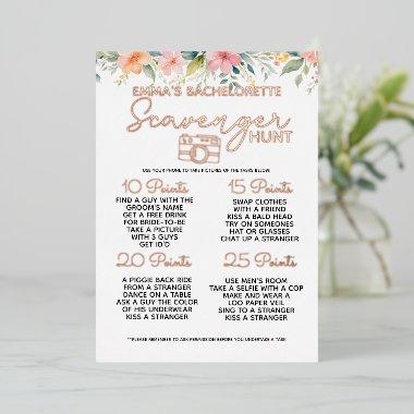 floral Bachelorette Scavenger Hunt Game Bridal Foil