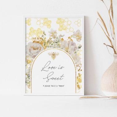 Floral bee honeycombs Love is sweet Poster