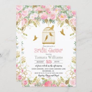 Floral Birdcage Bridal Shower Invitations