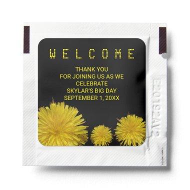 Floral Black And Yellow Dandelion Special Event Hand Sanitizer Packet
