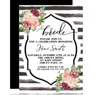 Floral Black & White Bridal Shower Invitations