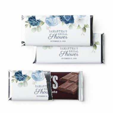 Floral Bloom Watercolor Blue White Flowers Hershey Bar Favors