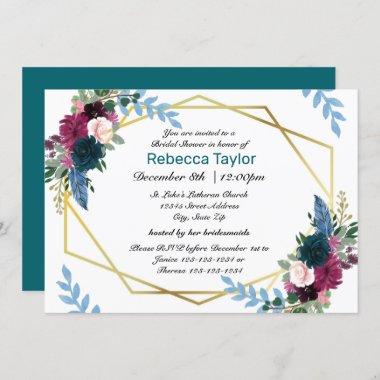 Floral Blooms Mod Teal - Bridal Shower Invitations