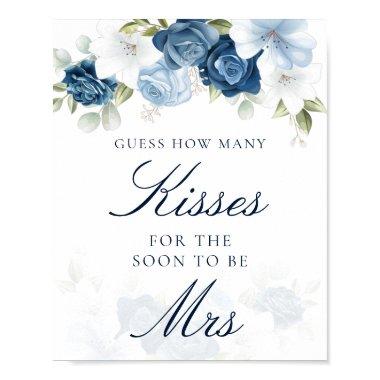 Floral Blue How Many Kisses  Game Poster