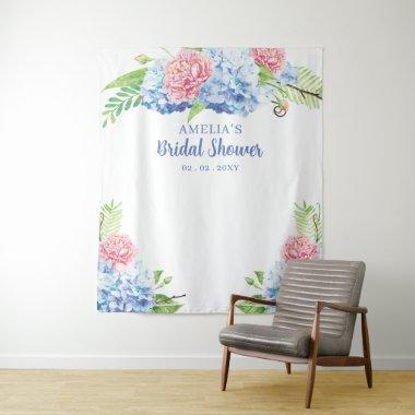 Floral Blue Hydrangea Bridal Shower Backdrop