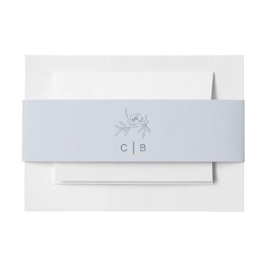 Floral Blue Invitations Belly Band