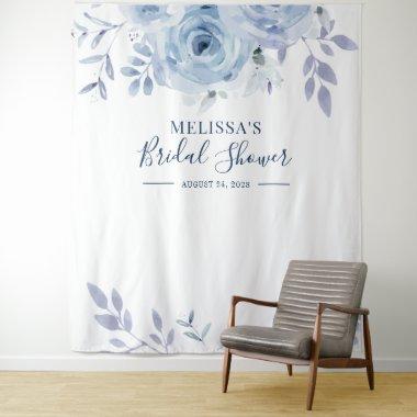 Floral Blue Photo Booth Backdrop Bridal Shower