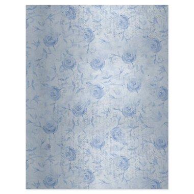 Floral Blue Roses Silver Shimmer Chic