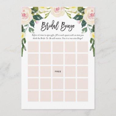 Floral Blush Bridal Shower Bingo Game Invitations