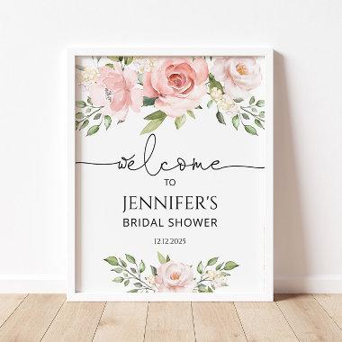Floral blush bridal shower welcome poster