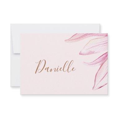 Floral blush glitter script bridal brunch name thank you