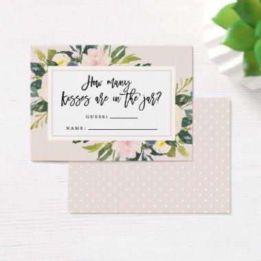 Floral Blush Handwritten Kisses Guessing Invitations
