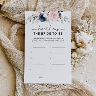 Floral blush navy How old was the bride to be game