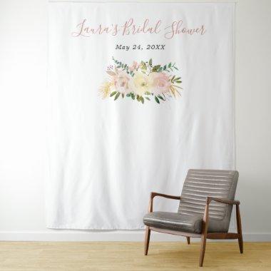 Floral Blush Pink Bridal Shower Photo Backdrop