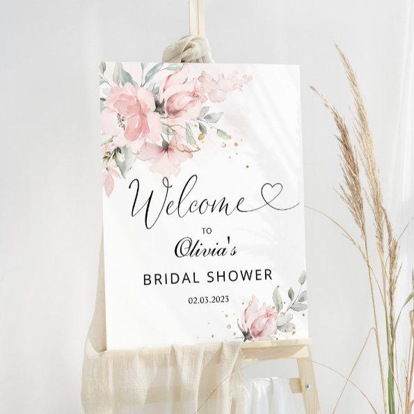 Floral blush pink bridal shower welcome foam board