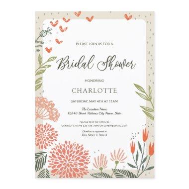 Floral Blush Pink Greenery Bridal Shower Invitations