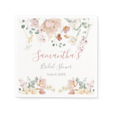 Floral Blush Pink Greenery Elegant  Napkins