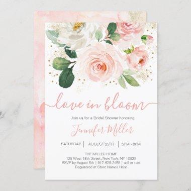 Floral Blush Pink Love In Bloom Bridal Shower Invitations