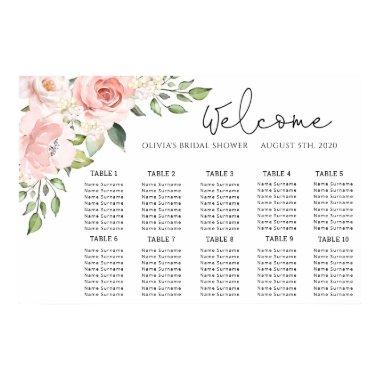 Floral blush pink wedding seating chart