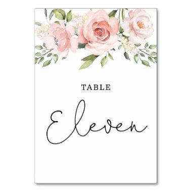 Floral blush roses eleven table number