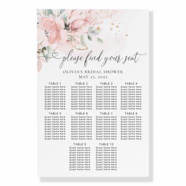 Floral blush seating chart foam board