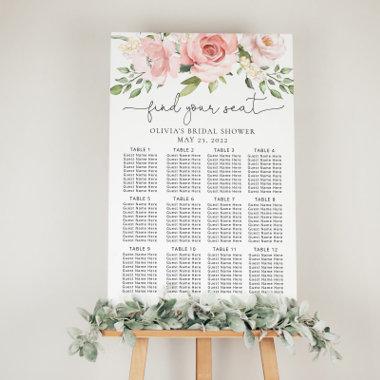 Floral blush seating chart foam board