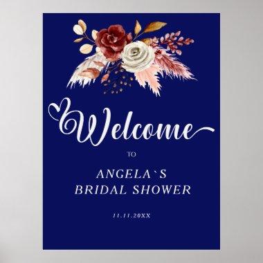 Floral Boho Calligraphy Fall Bridal Shower Poster