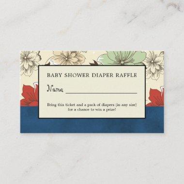 Floral Boho-Chic, Diaper Raffle Ticket Enclosure Invitations