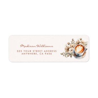 Floral Boho Coffee Themed  Address Label