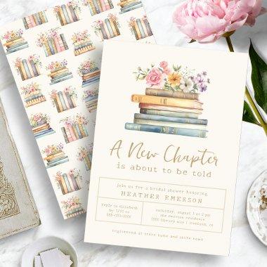 Floral Books Bridal Shower Invitations