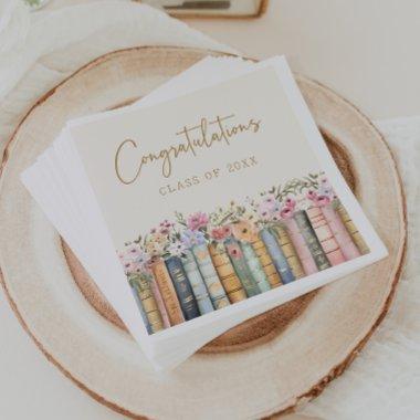 Floral Books Graduation Napkins