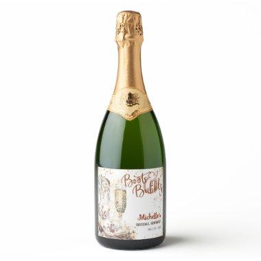 Floral Boots and Bubbly Western Country Sparkling Wine Label