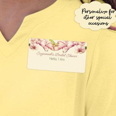 Floral Border Bridal Shower Paper Label Name Tag