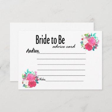 Floral Bridal Shower Advice Card for Bride to Be