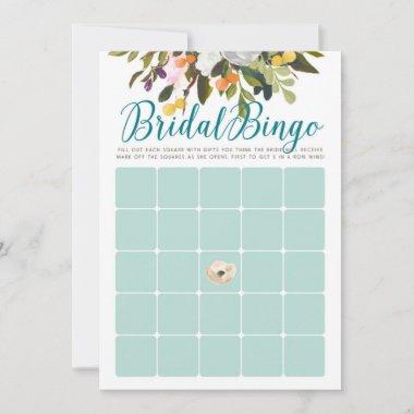 Floral Bridal Shower Bingo Invitations Robins Egg Blue