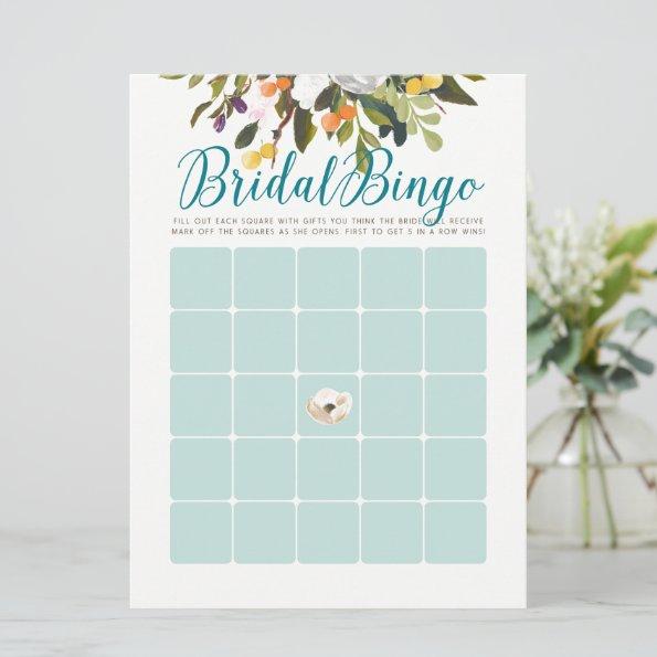 Floral Bridal Shower Bingo Invitations Robins Egg Blue