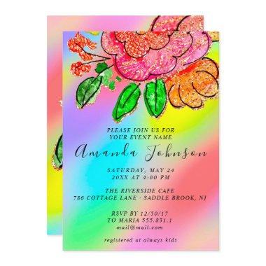 Floral  Birthday Holograph Unicorn