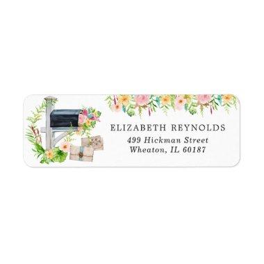Floral Bridal Shower by Mail | Return Address Label
