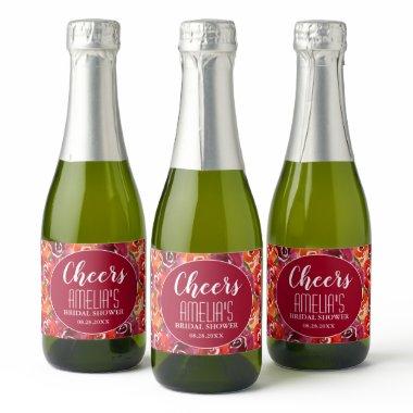 Floral  Cheers Mini Sparkling Wine Label