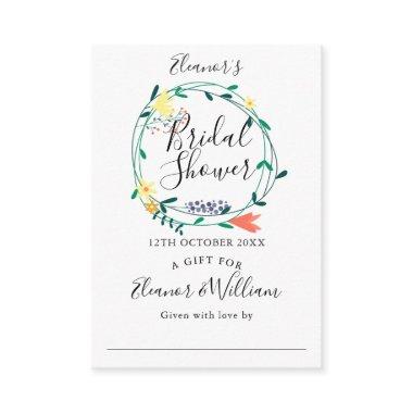 Floral Bridal Shower Display Invitations and Tag