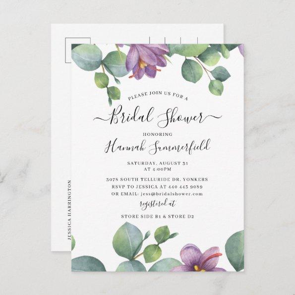 Floral Bridal Shower Eucalyptus Greenery Invitation PostInvitations